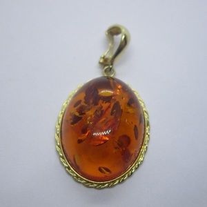 Vintage Sterling Silver and Amber pendant